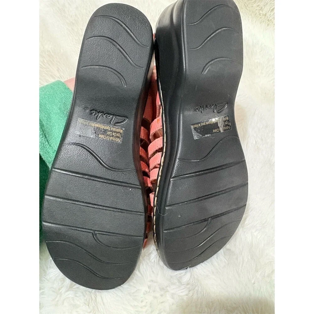Clarks Women's Slingback Strappy Sandals Dark Pink Size 8M Comfort Footbed - Picture 7 of 8